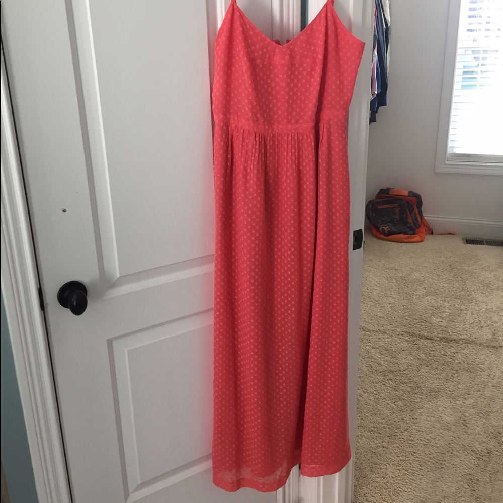 Adorable coral empire waist maxi dress